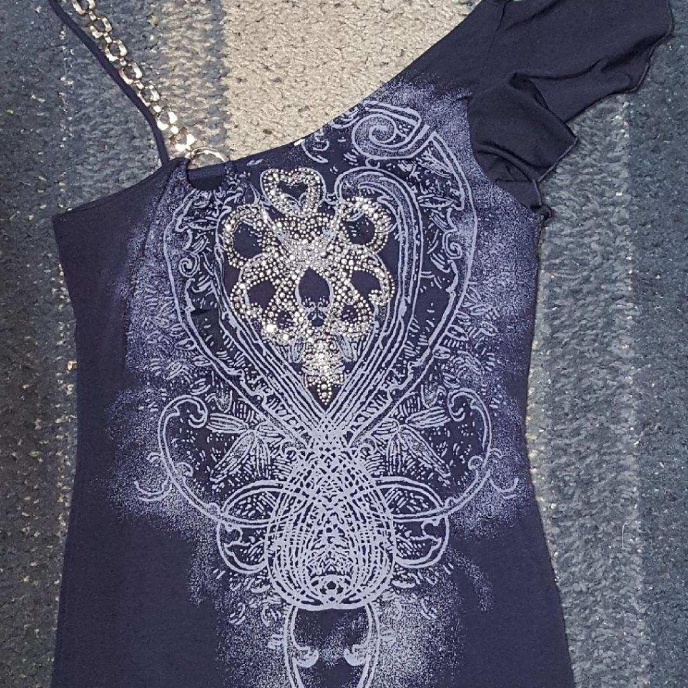 Blue half tank with jewel accents